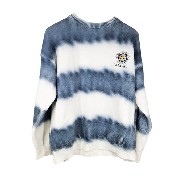 Suck-My M Tie-Dye Striped‎ Sweater With Floral Emblem - Picture 1 of 6